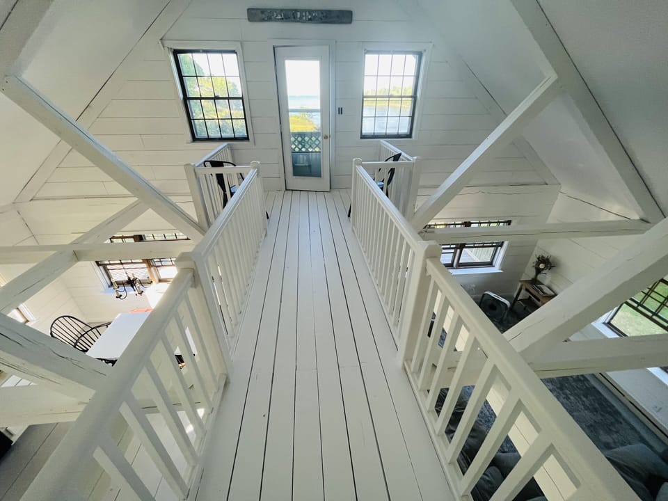 catwalk above the open space living area 
