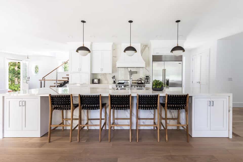 Island in main house kitchen with bar seating for 5
