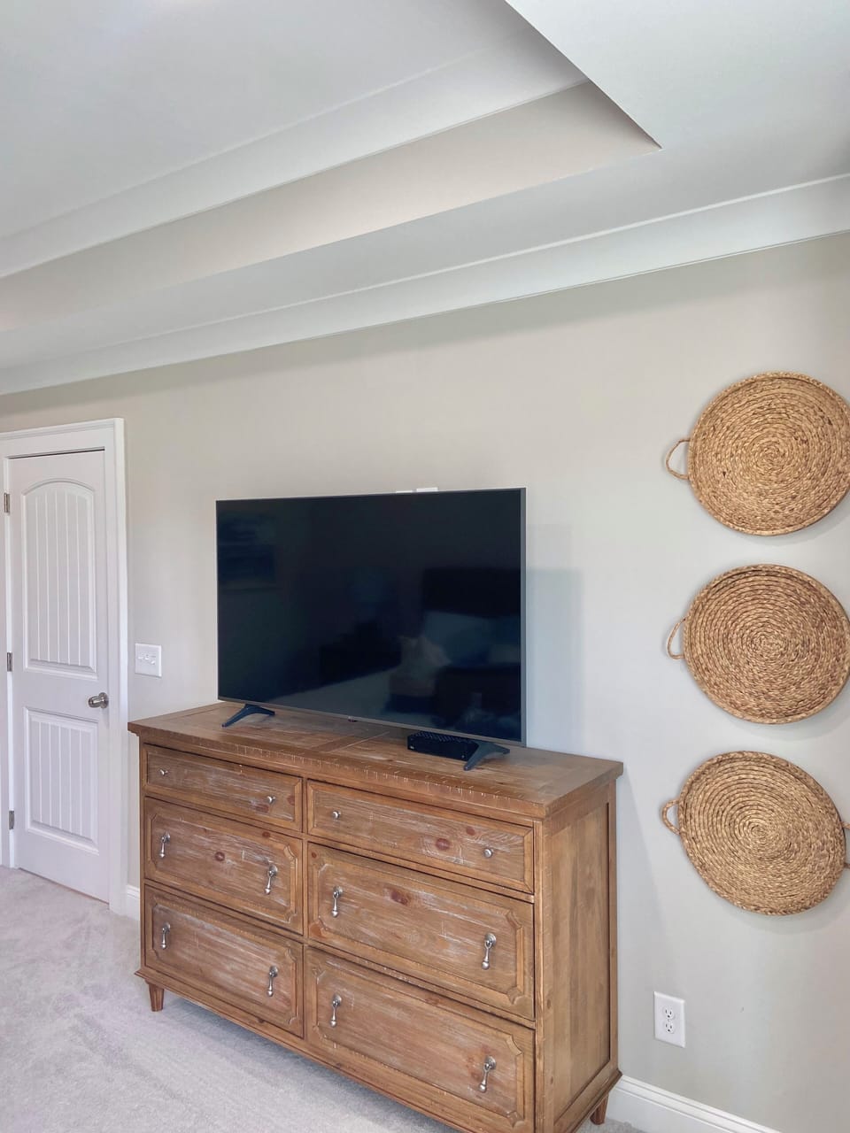 Master bedroom with 55 inch smart TV. 