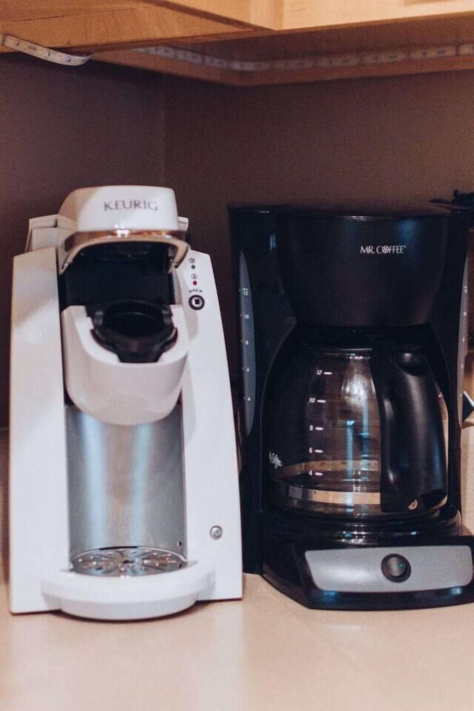 Our Keurig and classic coffee pot will ensure you are caffeinated for the day!