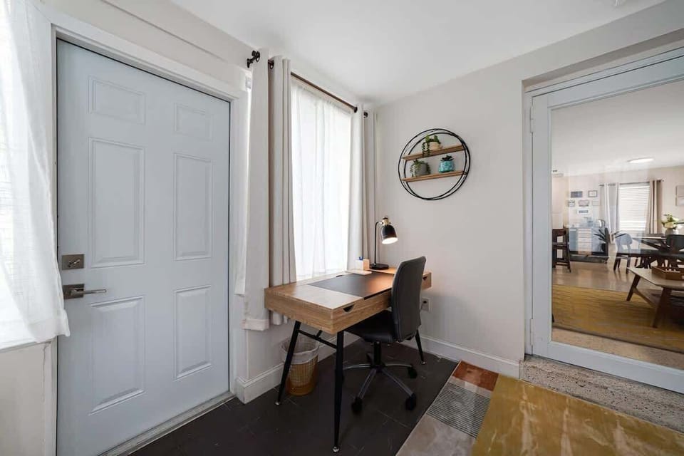 An office area with a minimalist design.