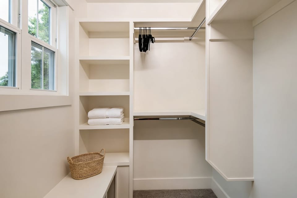 Walk-in closet gives guests room to unpack and settle in without a suitcase camp forming in the bedroom