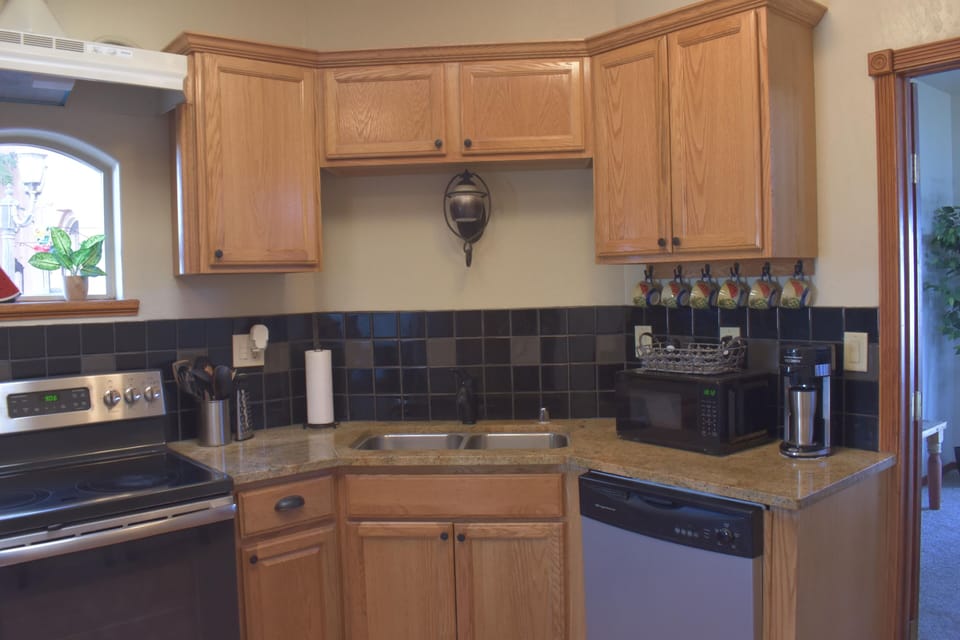 All your kitchen utensils, microwave, Keurig machine and regular coffee maker.