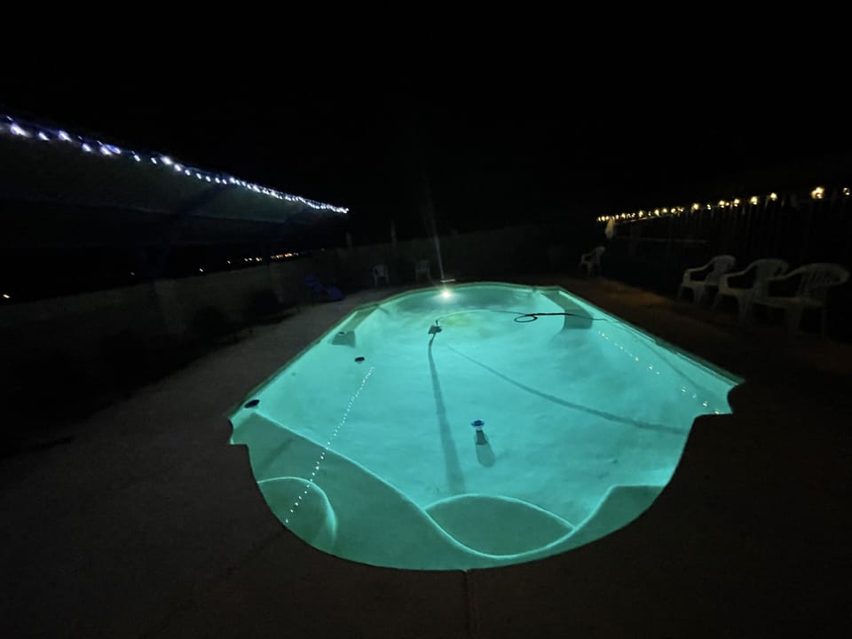 Pool can be heated for $75 per day. 
Submit Request 2days before arrival