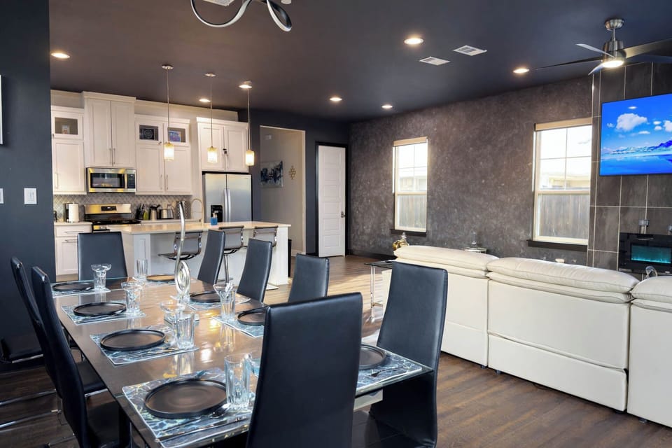 Enjoy a luxury dining experience surrounded by windows, with plenty of seating.