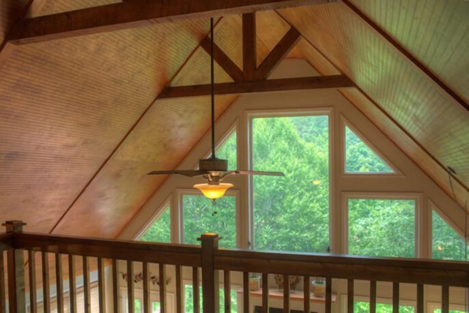 The view from on the loft looking out on all of those windows