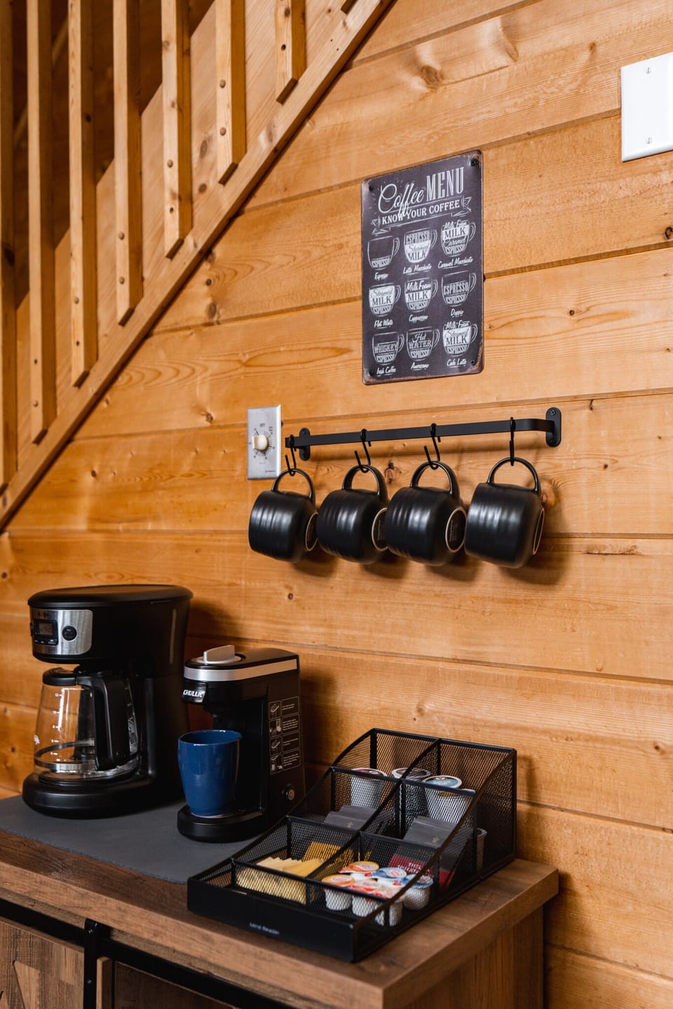 Coffee bar lightly stocked to get you started!