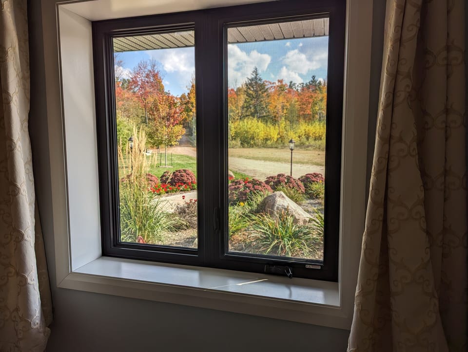 View from master bedroom in fall. 