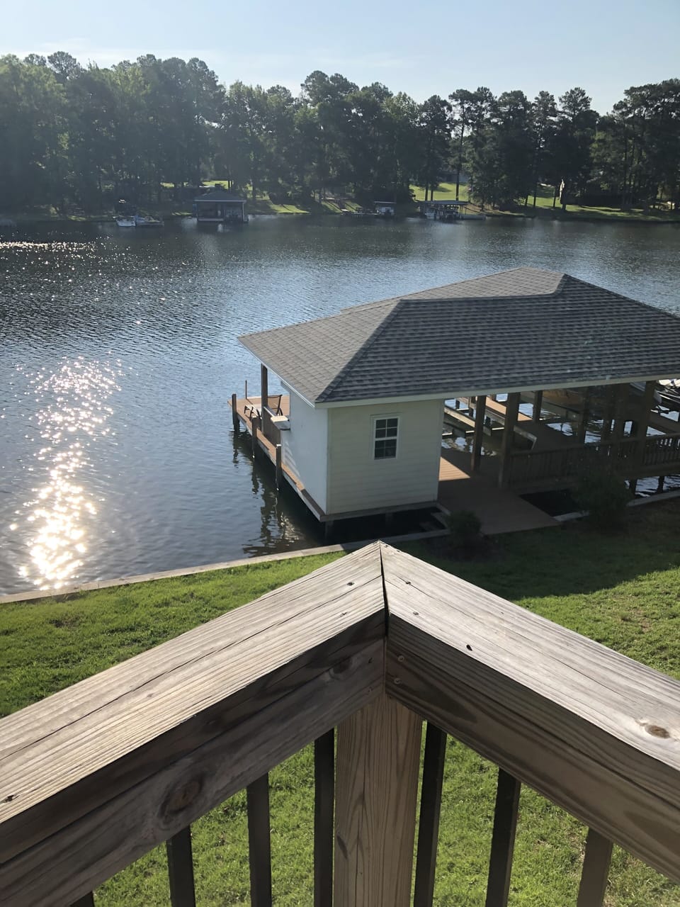 Boathouse - close walk and subtle slope to lake. Boat slip and lift-4000lbs max.