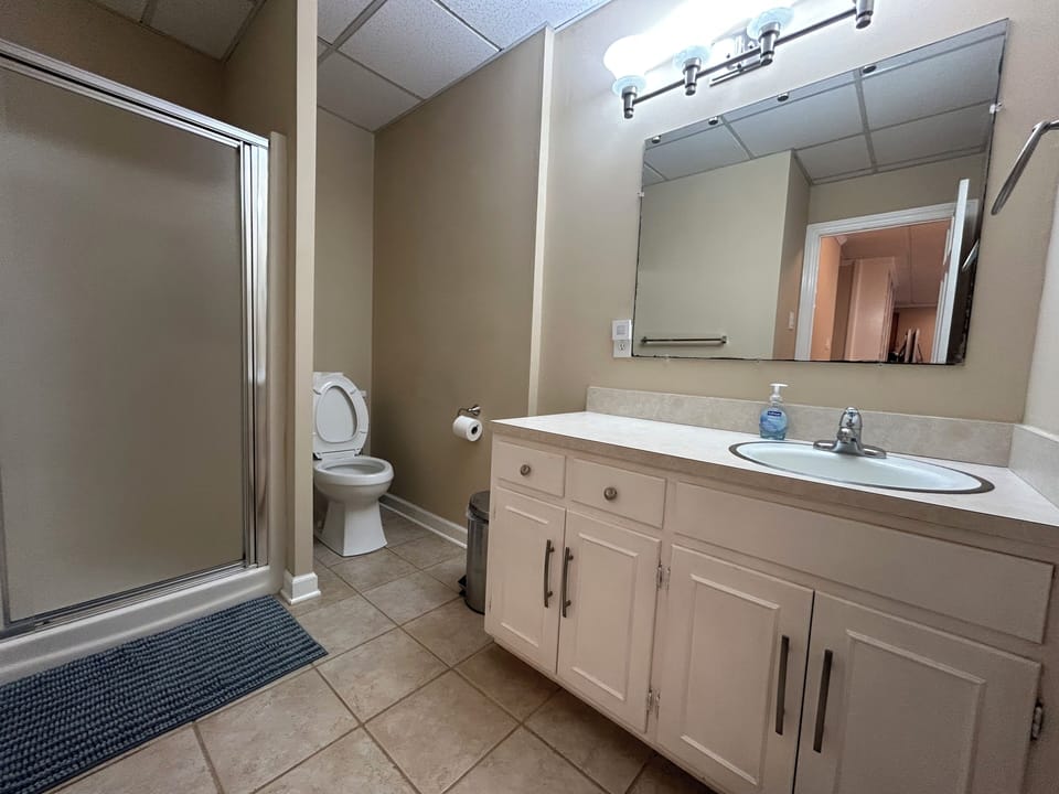 Lower Level Bathroom with shower. Bathroom for Bedroom 4.