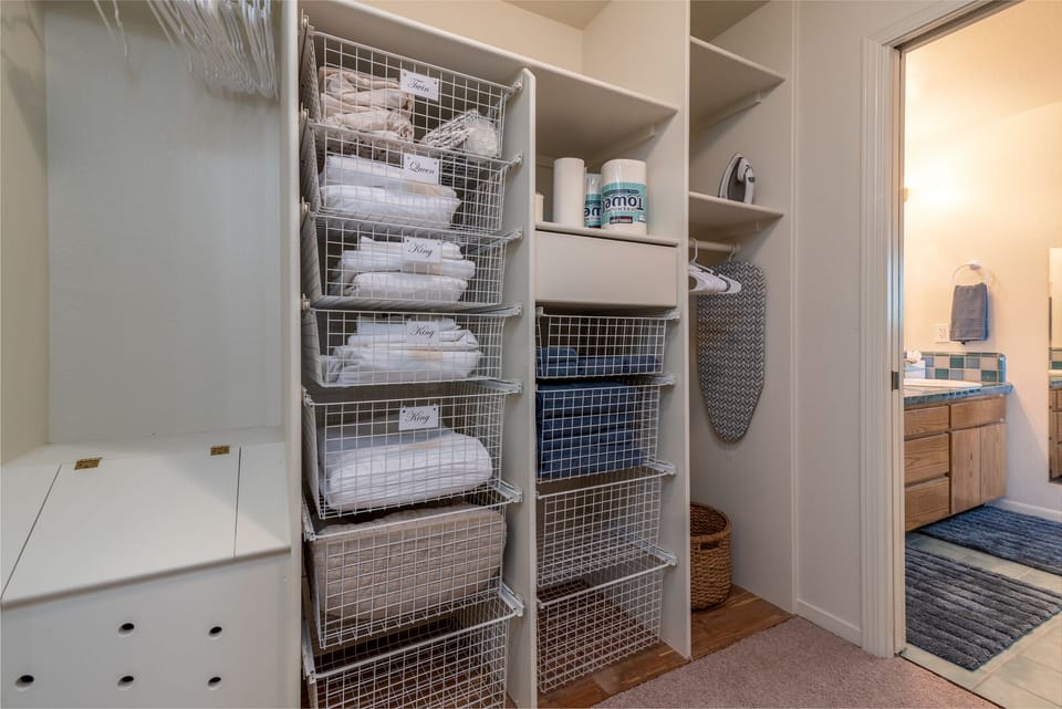 Walk in closet with extra linens