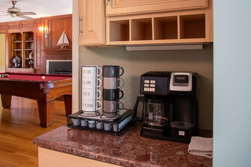Fully stocked coffee and tea bar for your use!