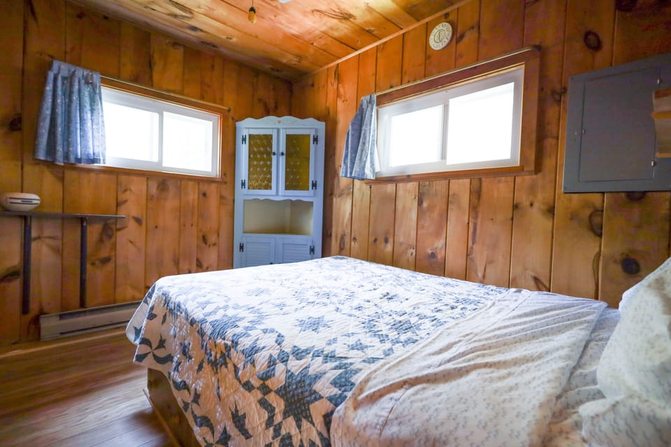 Full Bed, cabinet and drawers.