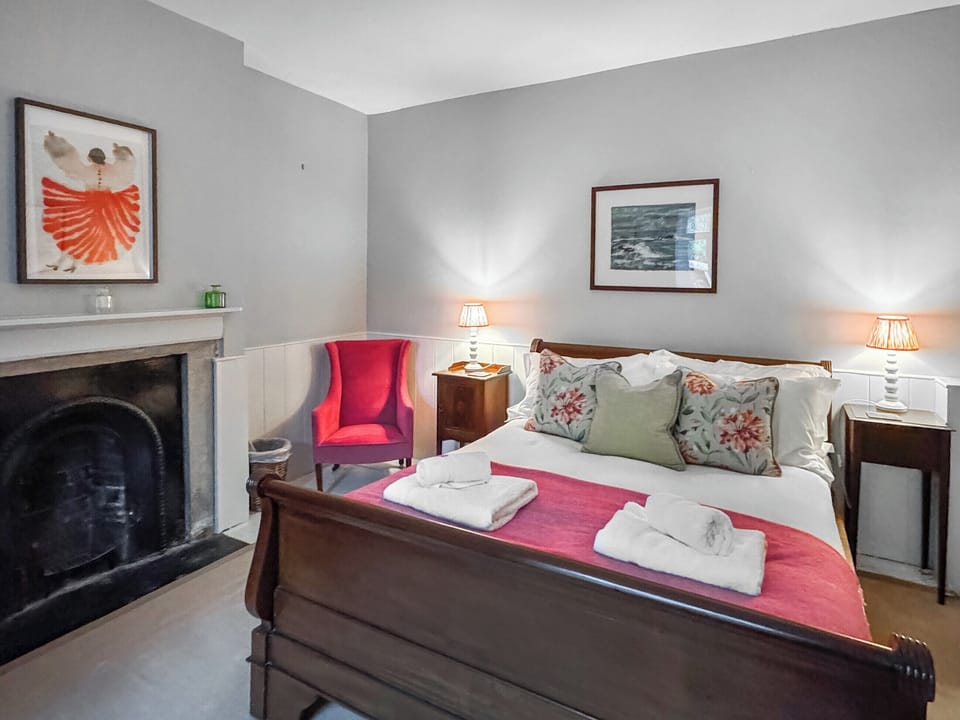 Spacious, comfortable master bedroom with kingsize sleigh bed | Fallodon Burnhouses, near Beadnell