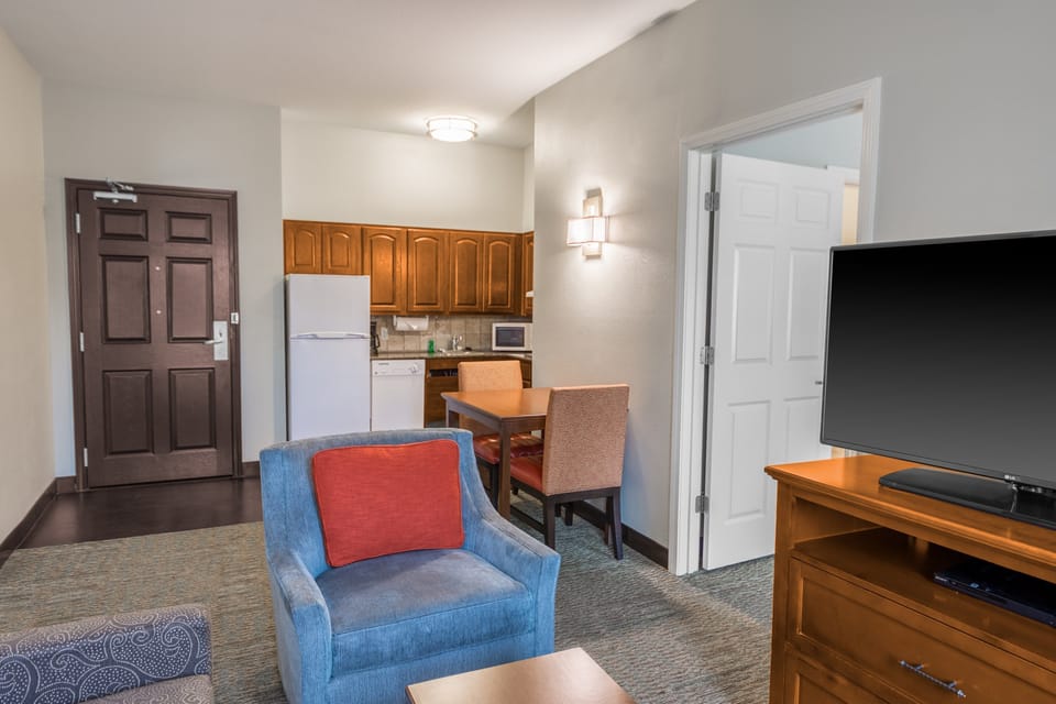 Enjoy TV in the living area.