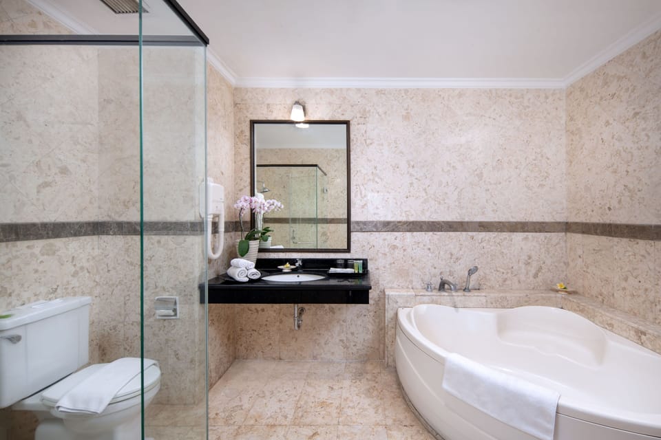 Executive Room | Bathroom | Hair dryer, towels, soap, shampoo