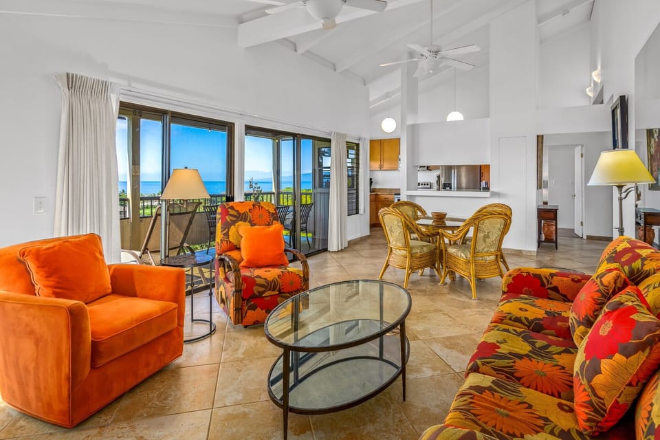 Comfortable Living Room with Ocean Views