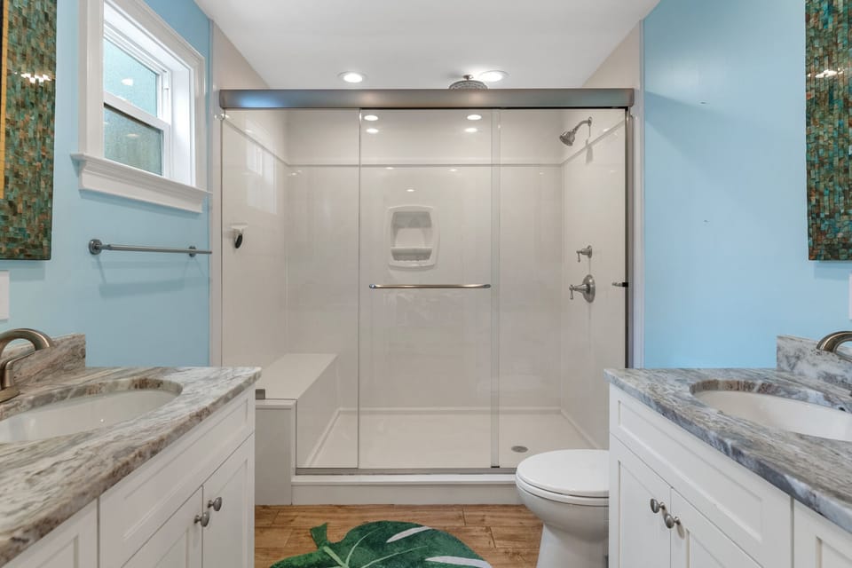 Oversized Walk In Shower with Rainfall Shower Head