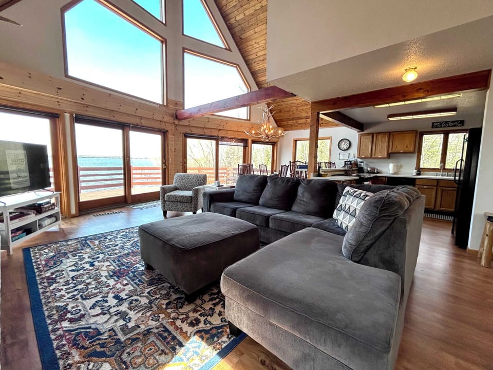 Main floor living room, kitchen and dining room.