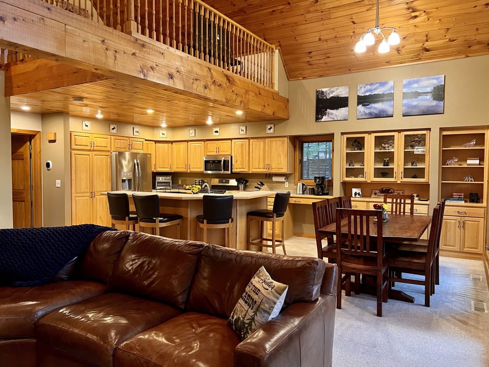 View of the open concept dining room and kitchen.