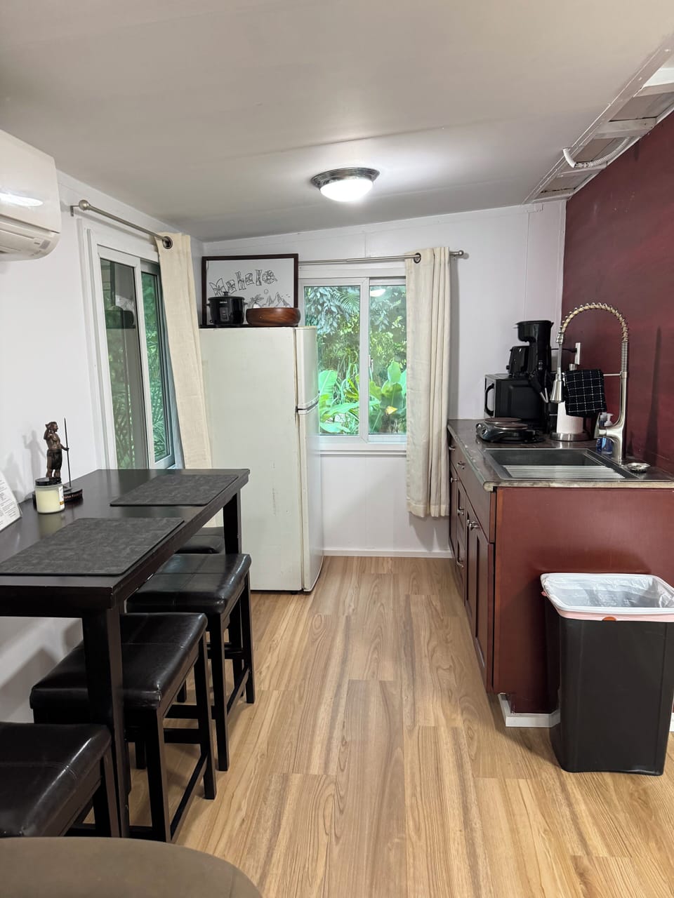 Coffeemaker, rice cooker, double burner hot plate, microwave, toaster, etc.