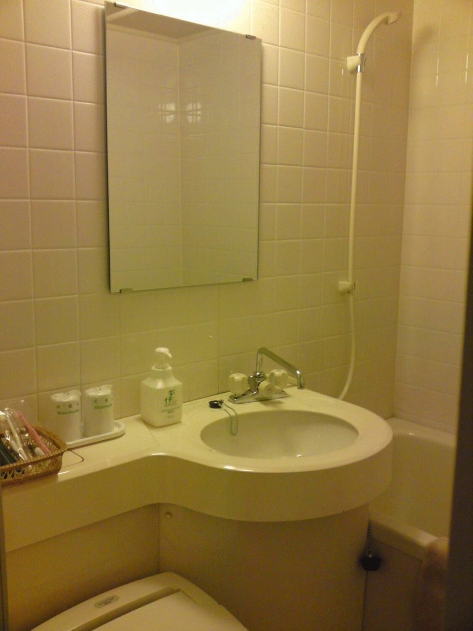 Combined shower/tub, hydromassage showerhead, free toiletries