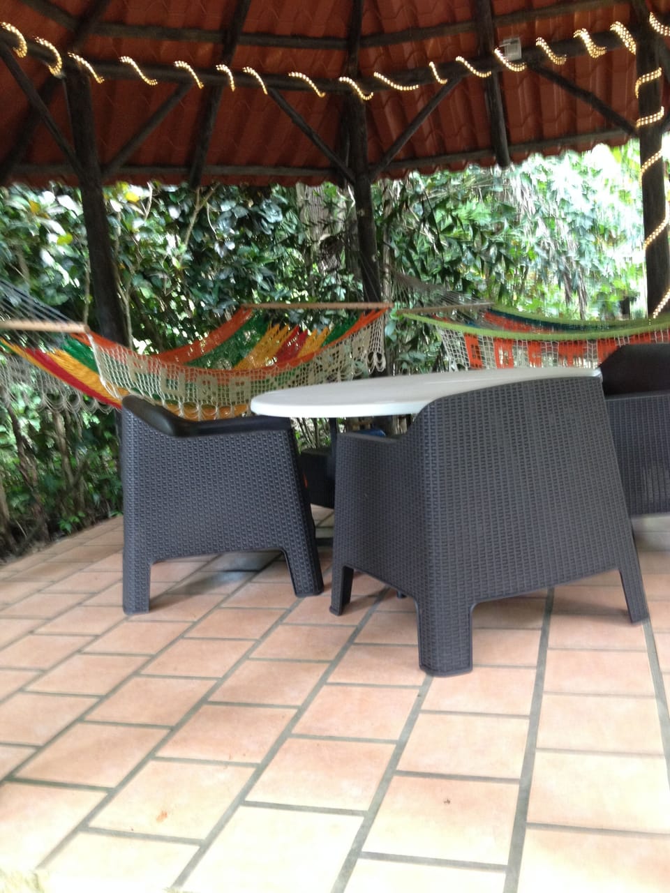Gazebo in front of the 2 story beach bungalow, hammocks, outside dining & WiFi