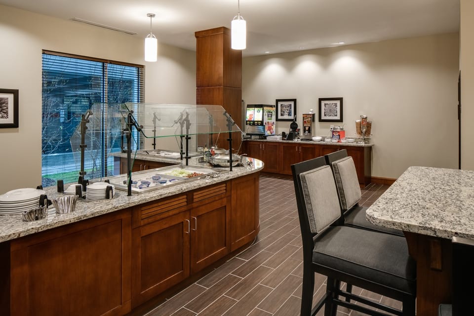 Curb your appetite by eating at the on-site restaurant.