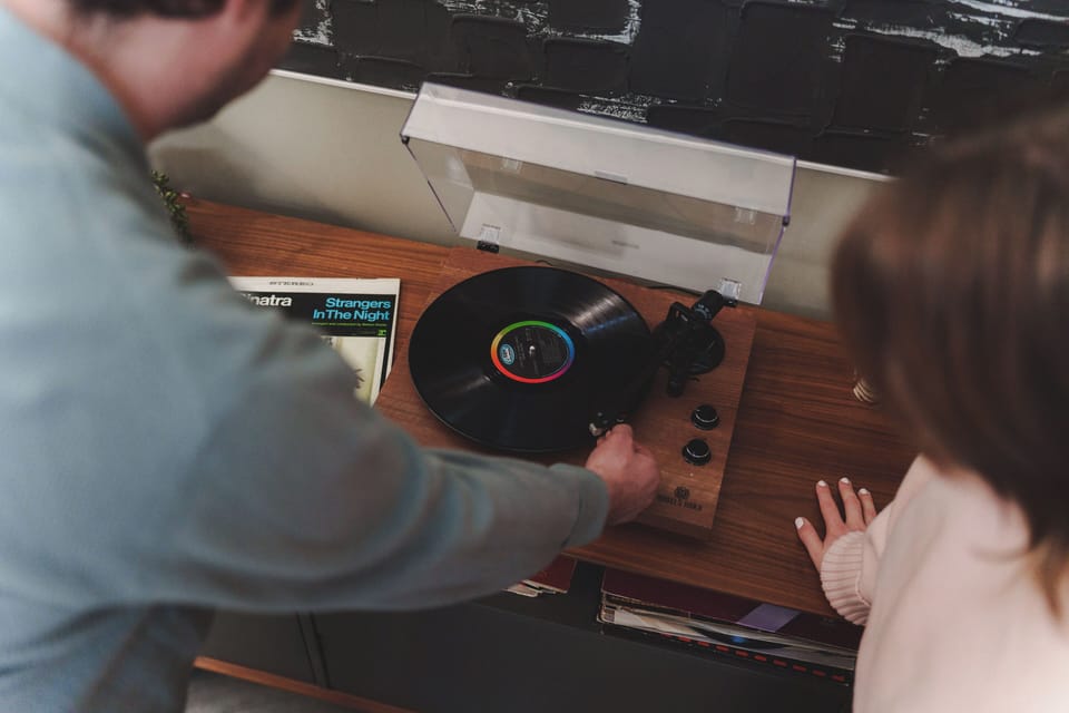 Our record collection pleases guests.