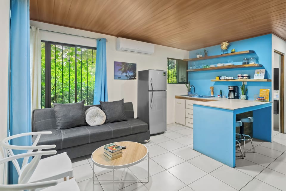 Relax in our Beach house living room. Security safe available.
