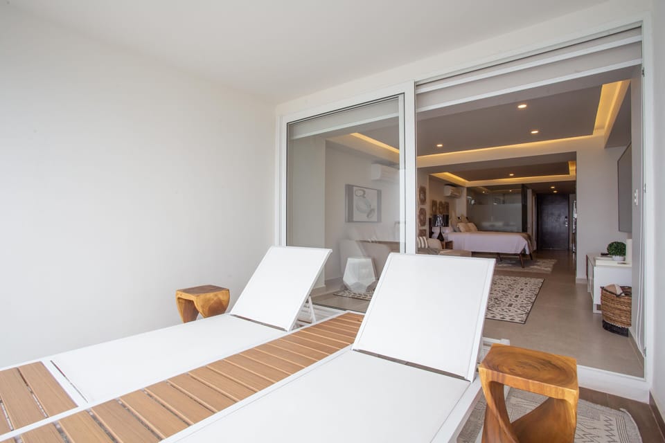 Spacious private balcony to chill out on the chairs