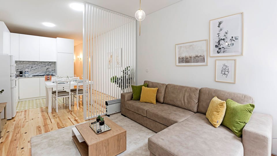 Beautifully decorated living area with a sofa bed #cozy