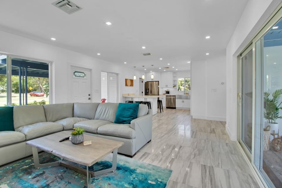 Open floor, plan, kitchen, and living area , bright and beautiful!