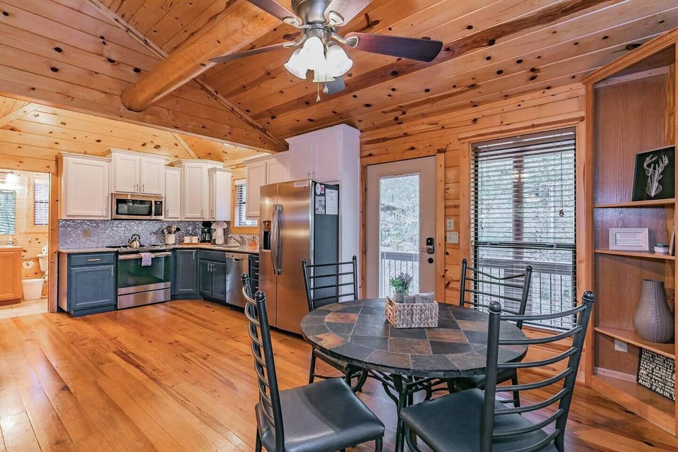 Cabin kitchen and dining area
