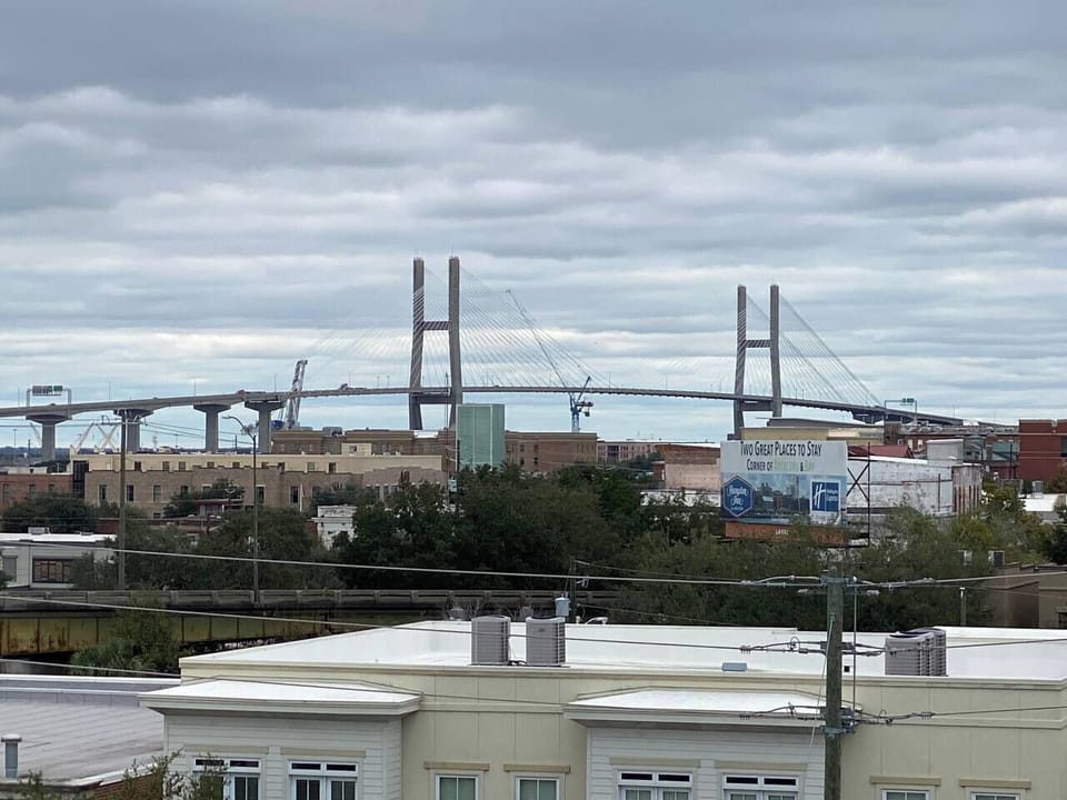 View of Talmadge bridge from our rooftop terrace!