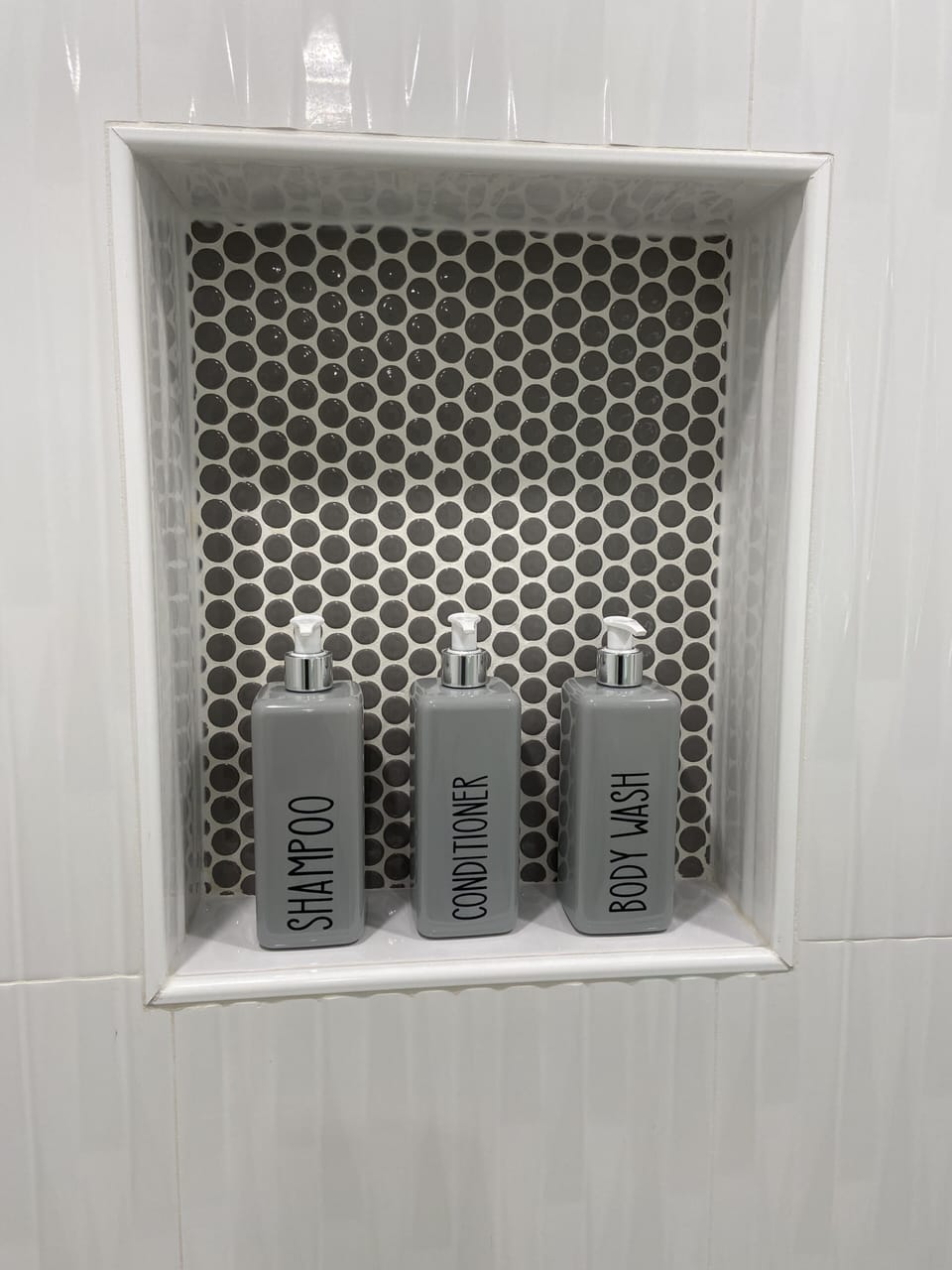 Shampoo, Conditioner, Body Wash, and Hand Soap provided.