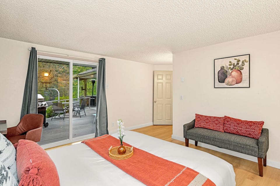 Master bedroom with access to the front deck.