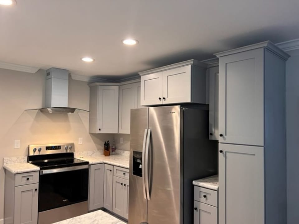 Large open kitchen stocked w/pots, pans, dishes, silverware, cups, & kids ware