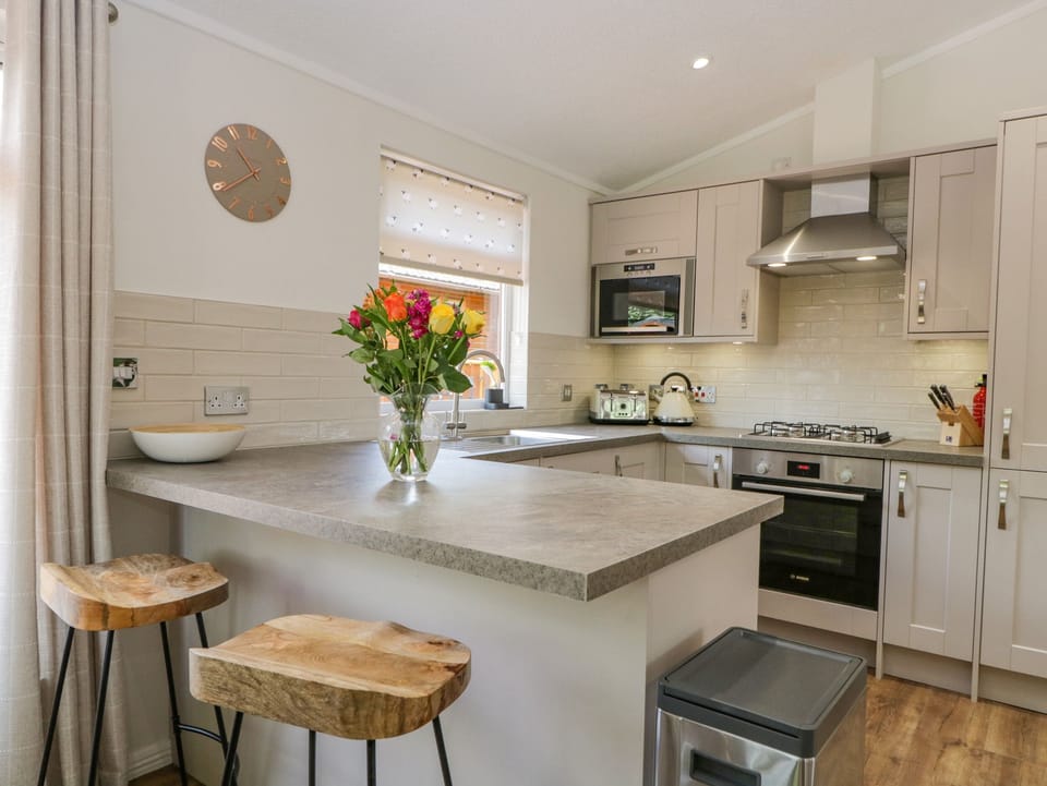 Fridge, dishwasher, electric kettle, toaster