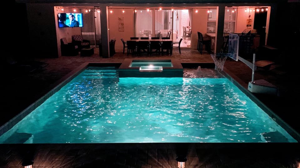 Movie night from the pool!