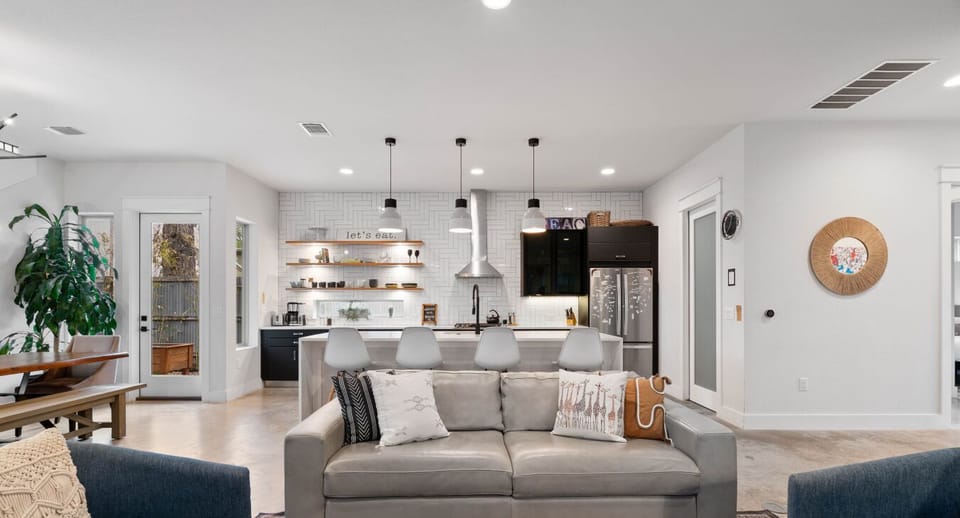 Sink into this sofa and let the kitchen work its open-concept magic!