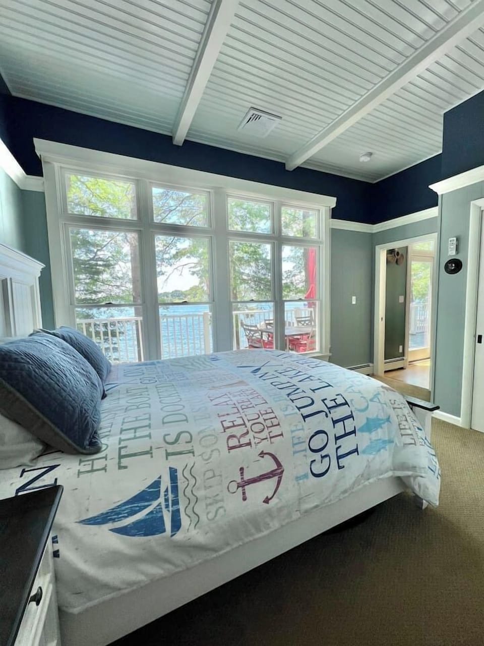 Primary Bedroom with Lake Views- Queen Bed