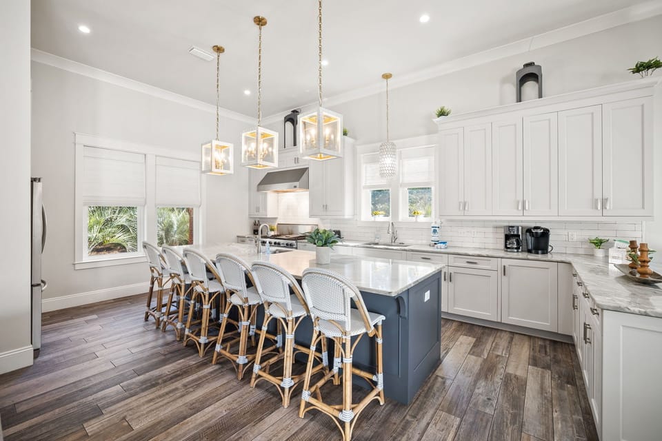 Luxury kitchen filled with natural light.