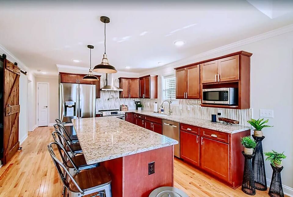 The kitchen is stocked with everything you need for making meals together.