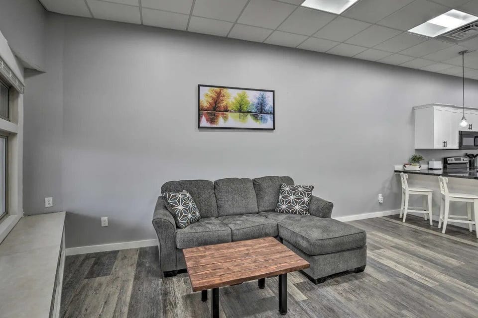 Living room couch with Ottoman.