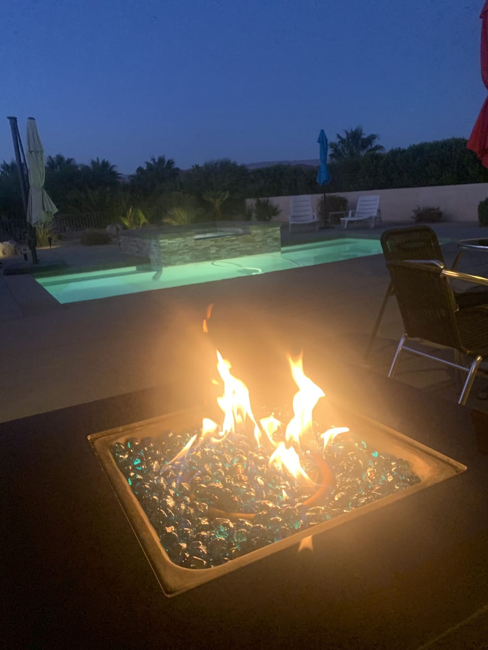 Warm yourself by the fire pit in the evenings.