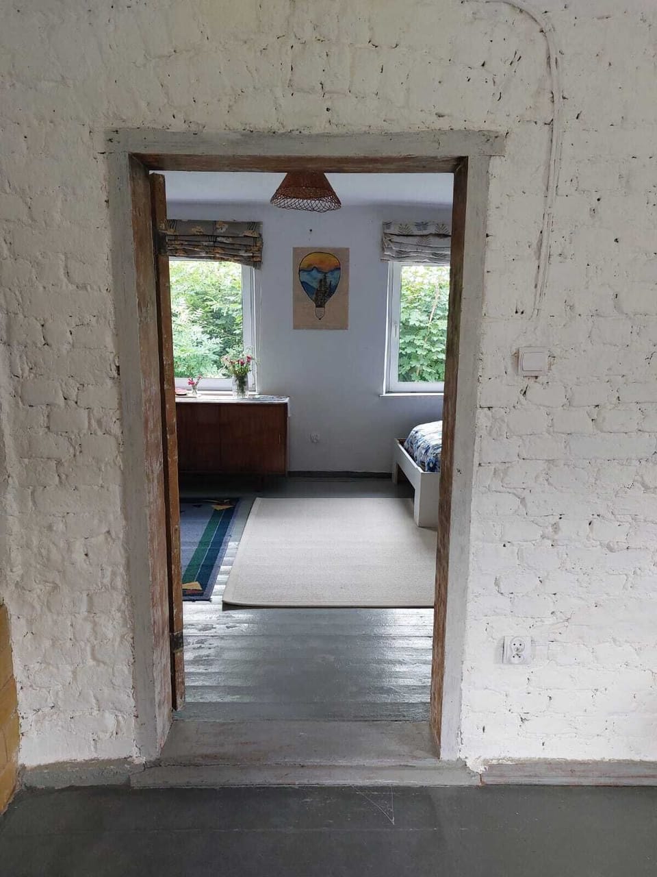 To blue room with bank bed and double bed 