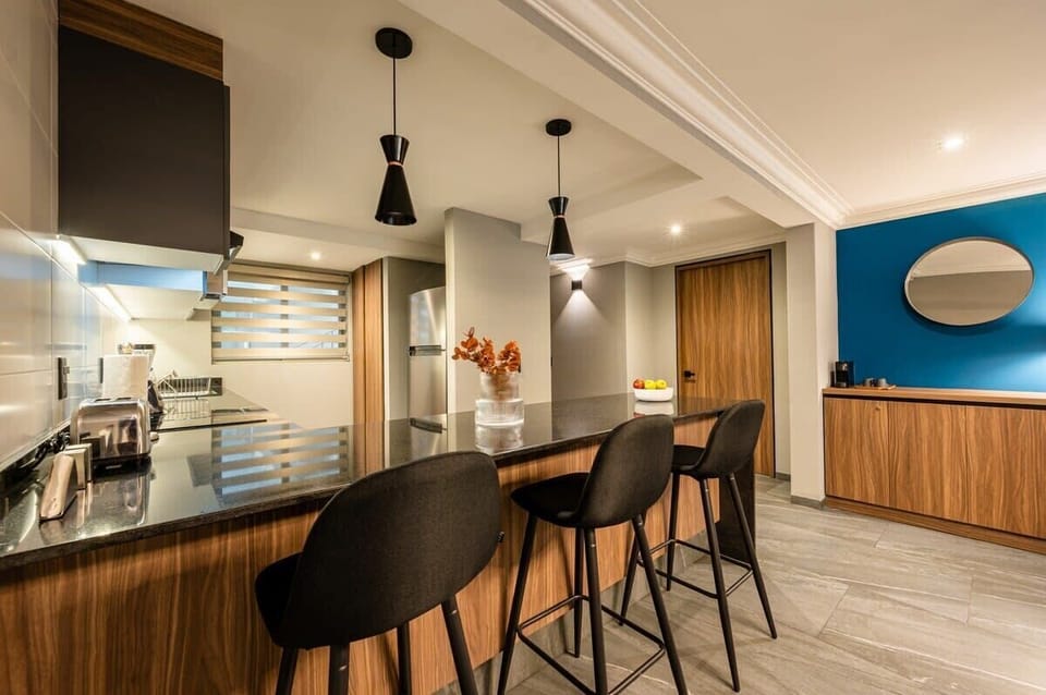 Modern kitchen with a bar