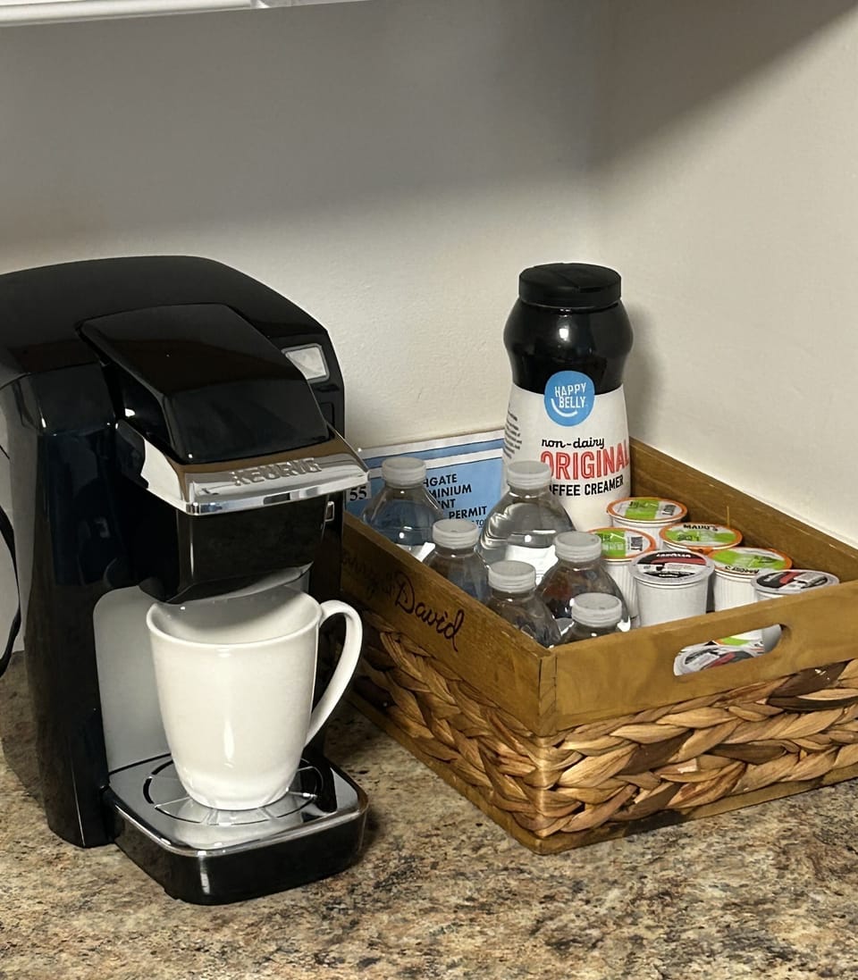 Keurig coffee maker in coffee station