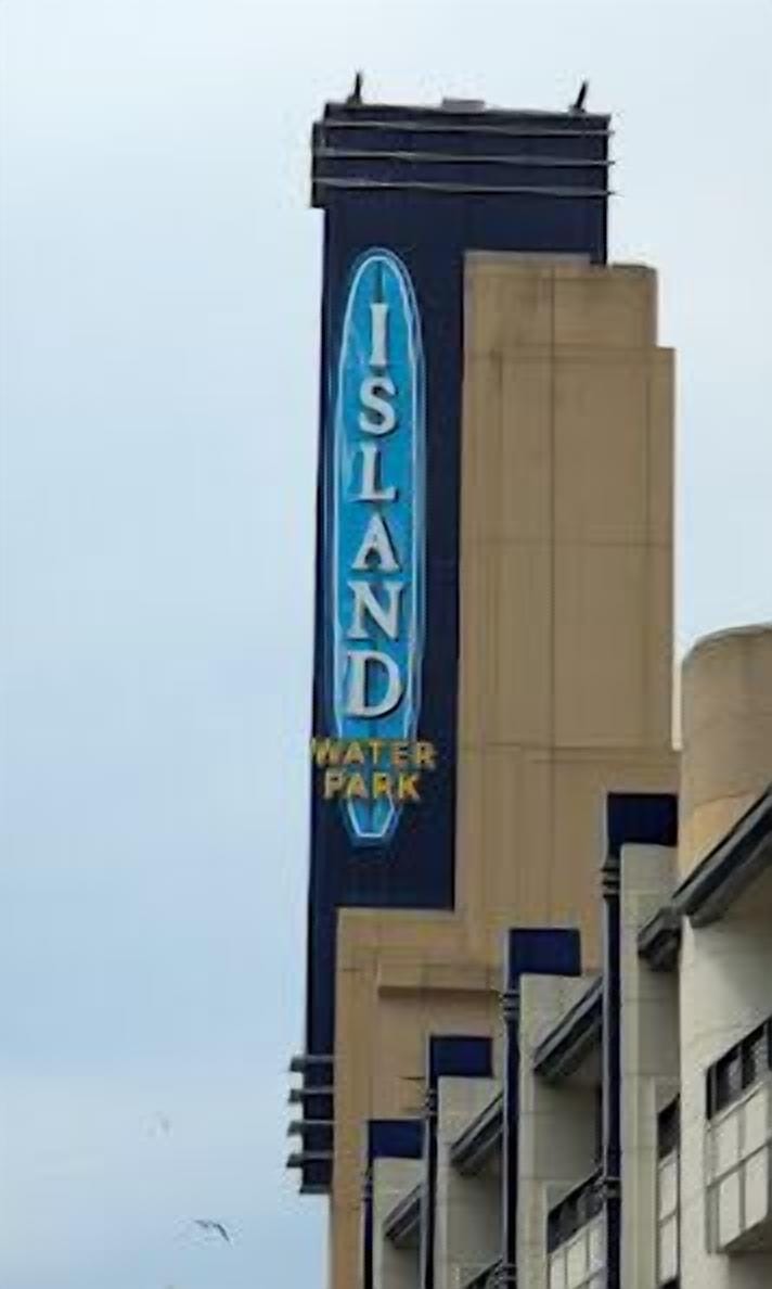 Island water park located across the street.